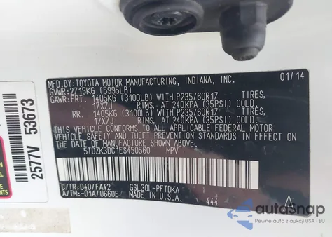 2014 Toyota Sienna from USA, damaged, VIN 5TDZK3DC1ES450560